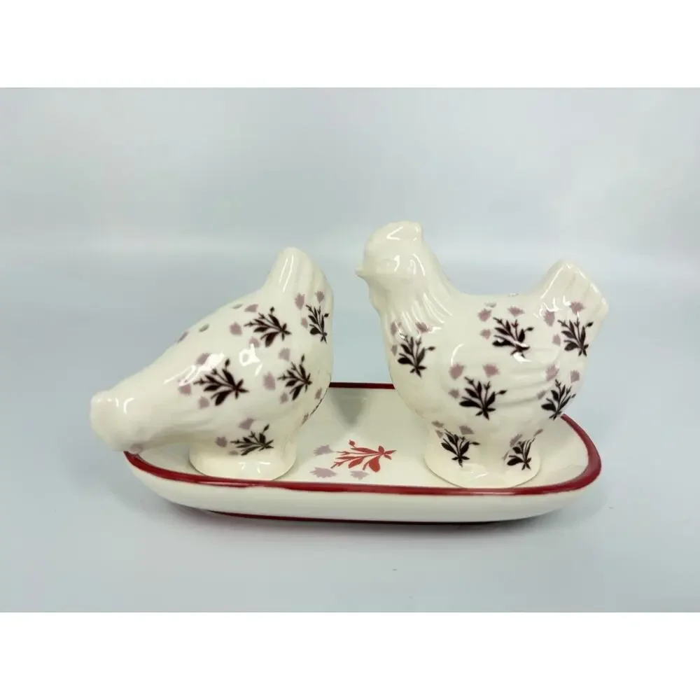 Anthropologie Millie Stoneware Salt & Pepper Shaker and Set Of Two Ramekins